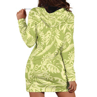 Tahiti Olive Tiare Floral Hoodie Dress Monstera Palm Tropical Leaves - Polynesian Pride