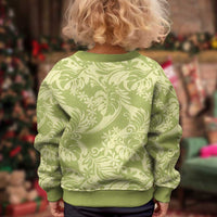 Tahiti Olive Tiare Floral Kid Ugly Christmas Sweater Monstera Palm Tropical Leaves - Polynesian Pride