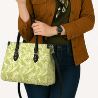Tahiti Olive Tiare Floral Leather Bag Monstera Palm Tropical Leaves - Polynesian Pride