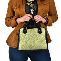 Tahiti Olive Tiare Floral Shoulder Handbag Monstera Palm Tropical Leaves - Polynesian Pride