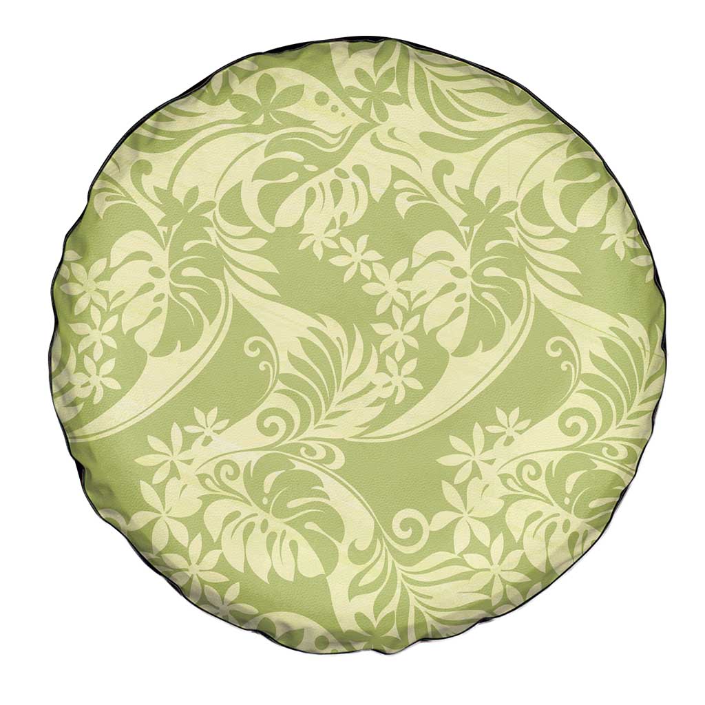 Tahiti Olive Tiare Floral Spare Tire Cover Monstera Palm Tropical Leaves - Polynesian Pride
