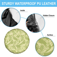 Tahiti Olive Tiare Floral Spare Tire Cover Monstera Palm Tropical Leaves - Polynesian Pride