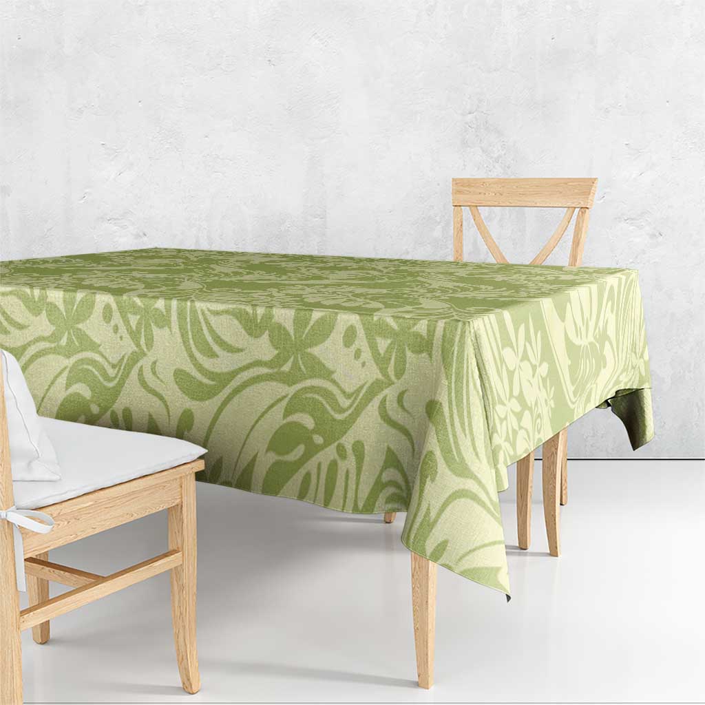 Tahiti Olive Tiare Floral Tablecloth Monstera Palm Tropical Leaves - Polynesian Pride