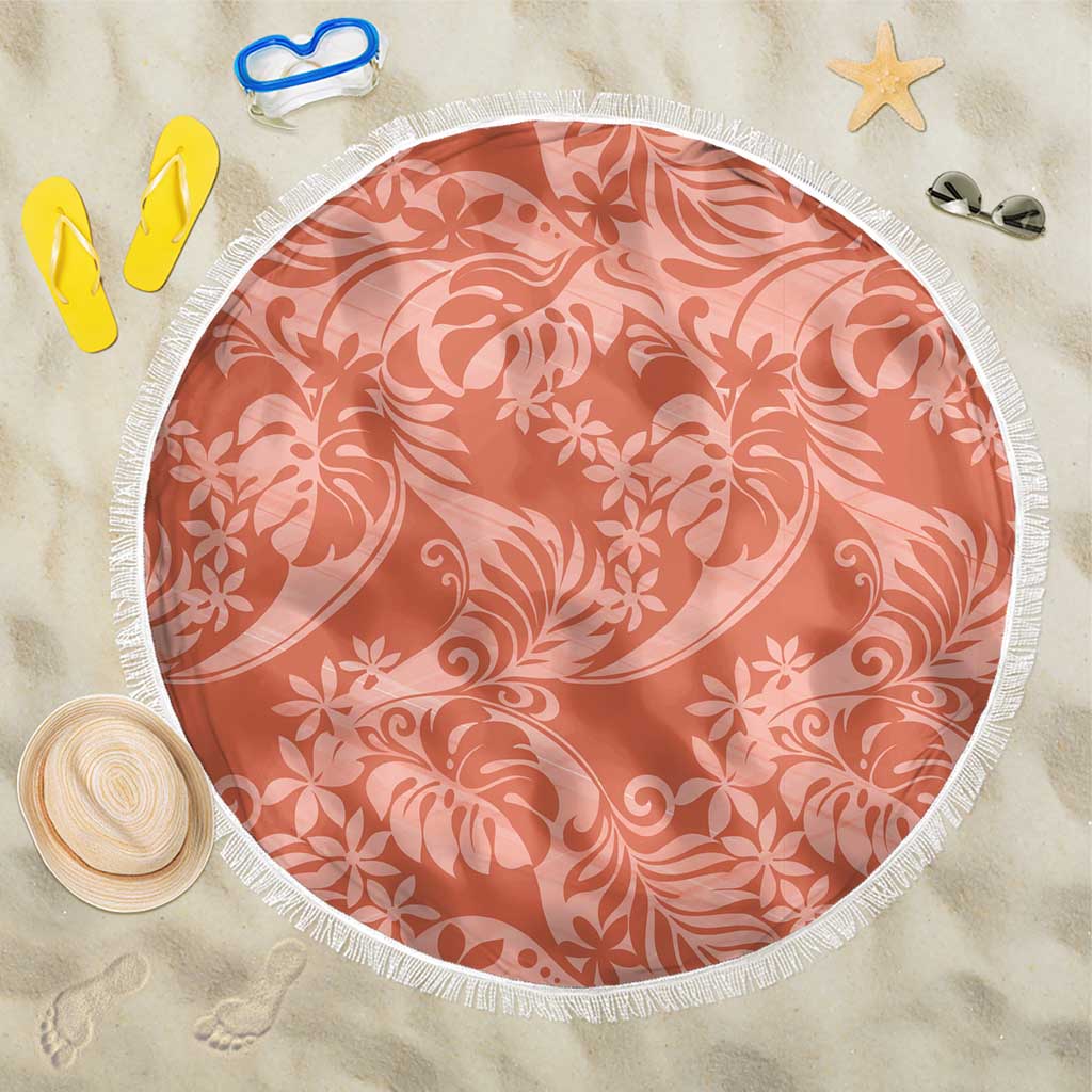 Tahiti Puatou Tiare Floral Beach Blanket Monstera Palm Tropical Leaves - Polynesian Pride