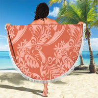 Tahiti Puatou Tiare Floral Beach Blanket Monstera Palm Tropical Leaves - Polynesian Pride