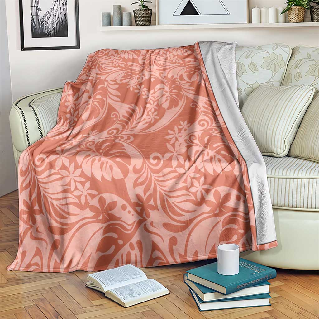 Tahiti Puatou Tiare Floral Blanket Monstera Palm Tropical Leaves - Polynesian Pride