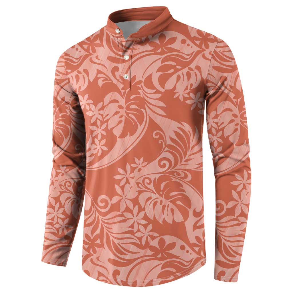 Tahiti Puatou Tiare Floral Button Sweatshirt Monstera Palm Tropical Leaves - Polynesian Pride