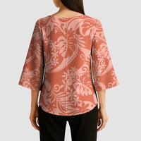 Tahiti Puatou Tiare Floral Kimono Sleeve Blouse Monstera Palm Tropical Leaves - Polynesian Pride
