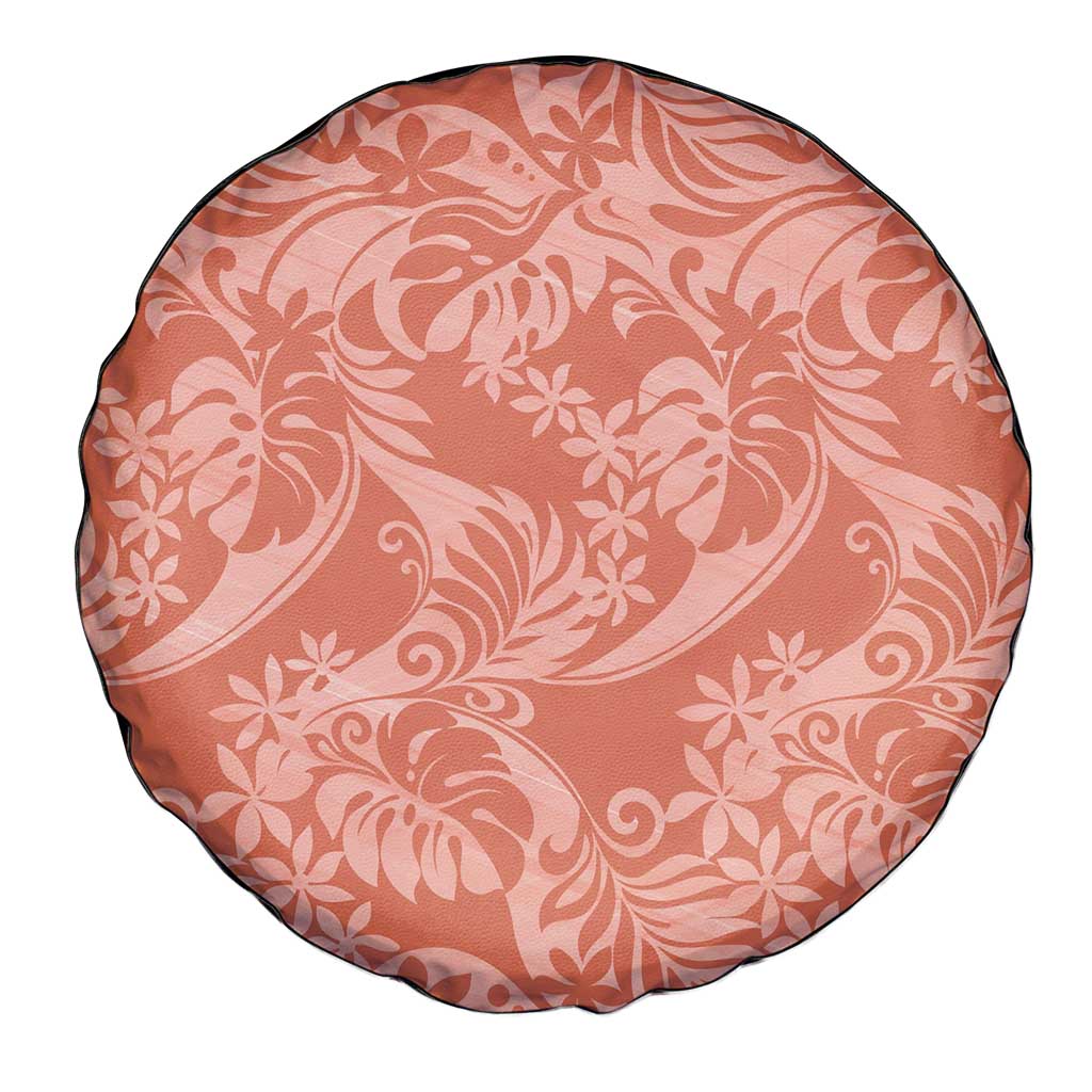 Tahiti Puatou Tiare Floral Spare Tire Cover Monstera Palm Tropical Leaves - Polynesian Pride