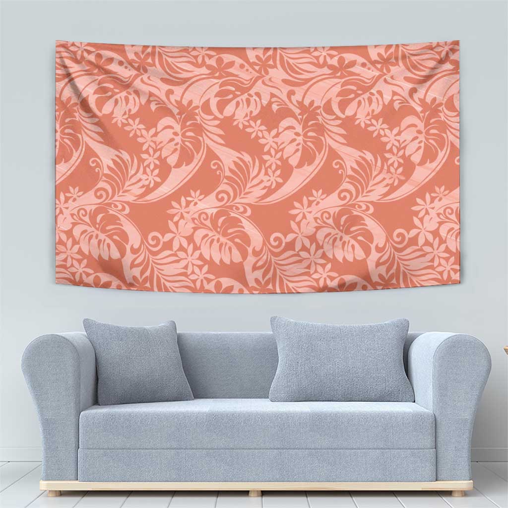 Tahiti Puatou Tiare Floral Tapestry Monstera Palm Tropical Leaves - Polynesian Pride