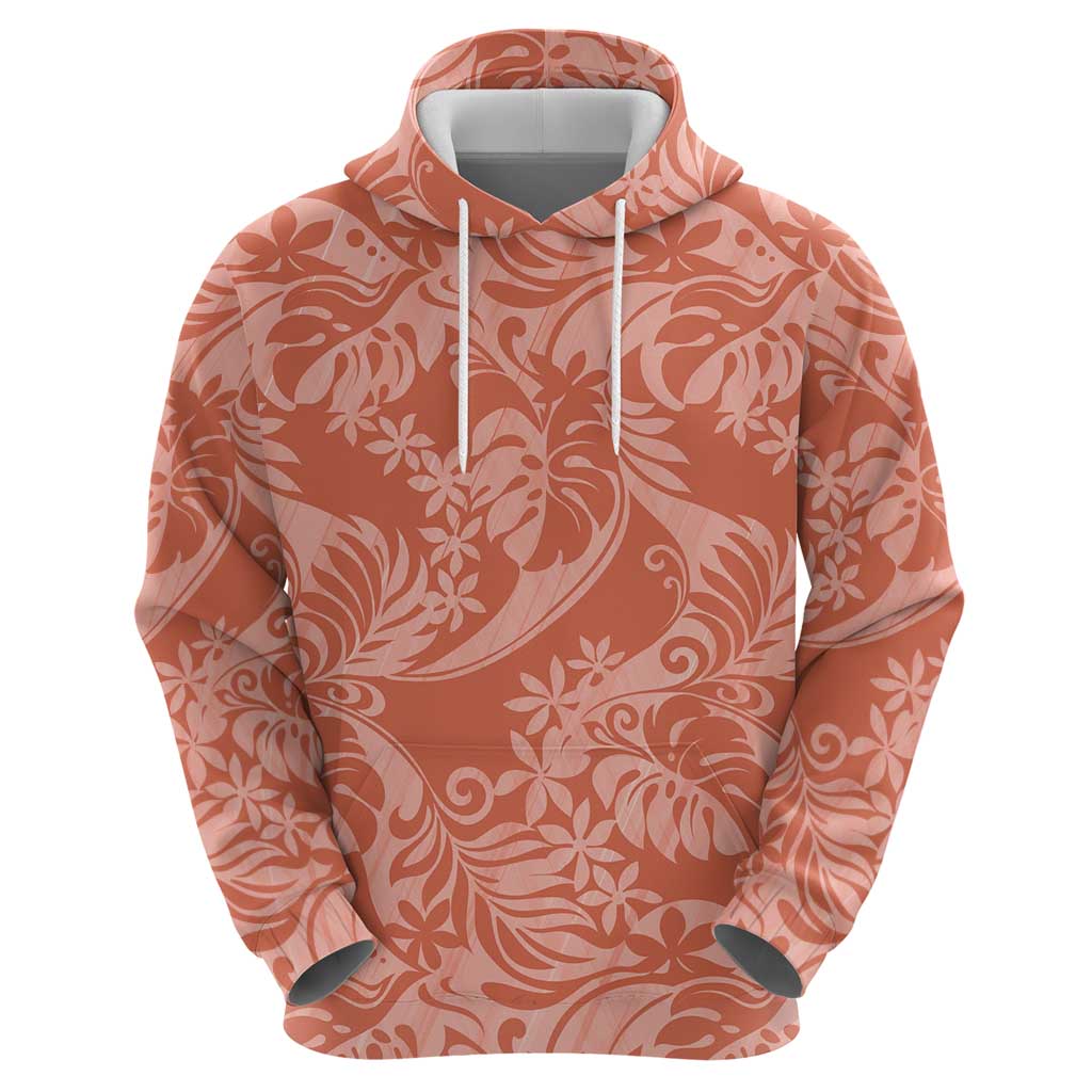 Tahiti Puatou Tiare Floral Zip Hoodie Monstera Palm Tropical Leaves - Polynesian Pride
