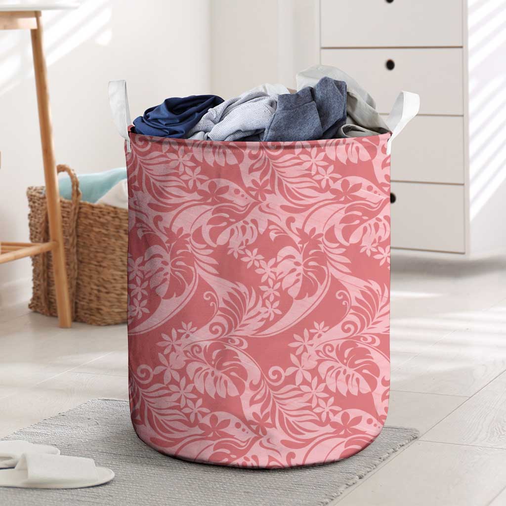 Tahiti Tarona Tiare Floral Laundry Basket Monstera Palm Tropical Leaves - Polynesian Pride