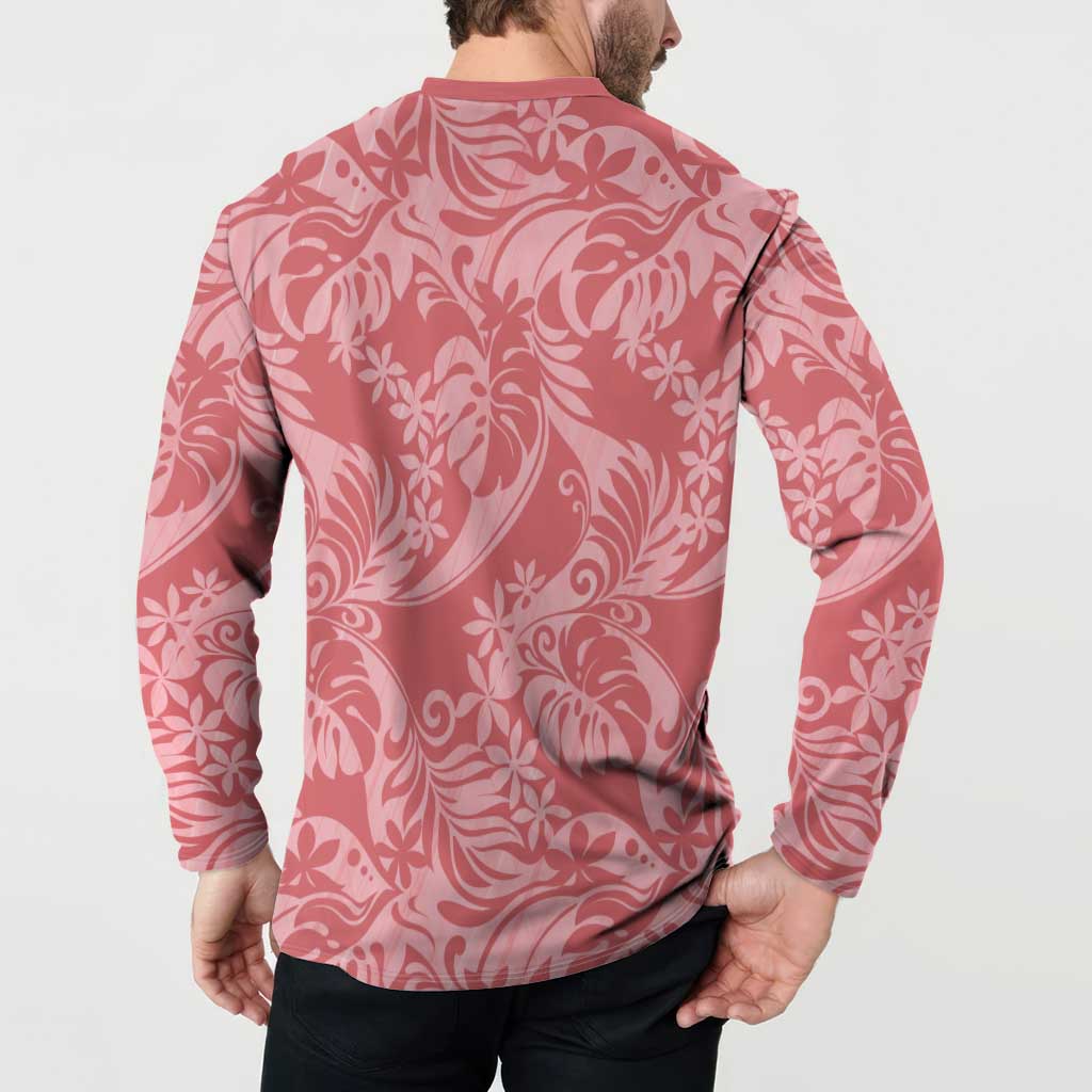 Tahiti Tarona Tiare Floral Button Sweatshirt Monstera Palm Tropical Leaves - Polynesian Pride