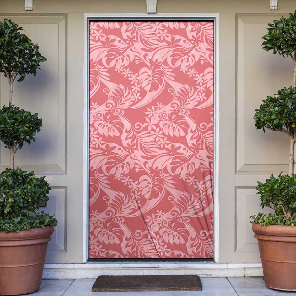 Tahiti Tarona Tiare Floral Door Cover Monstera Palm Tropical Leaves - Polynesian Pride