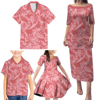 Tahiti Tarona Tiare Floral Family Matching Puletasi and Hawaiian Shirt Monstera Palm Tropical Leaves LT01 - Polynesian Pride