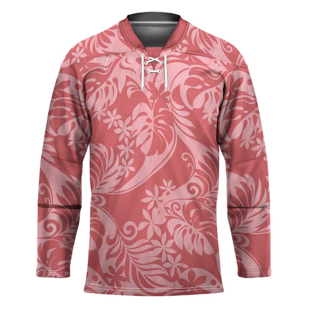 Tahiti Tarona Tiare Floral Hockey Jersey Monstera Palm Tropical Leaves - Polynesian Pride