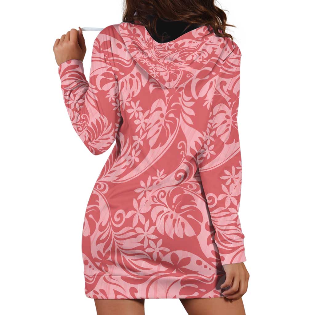 Tahiti Tarona Tiare Floral Hoodie Dress Monstera Palm Tropical Leaves - Polynesian Pride