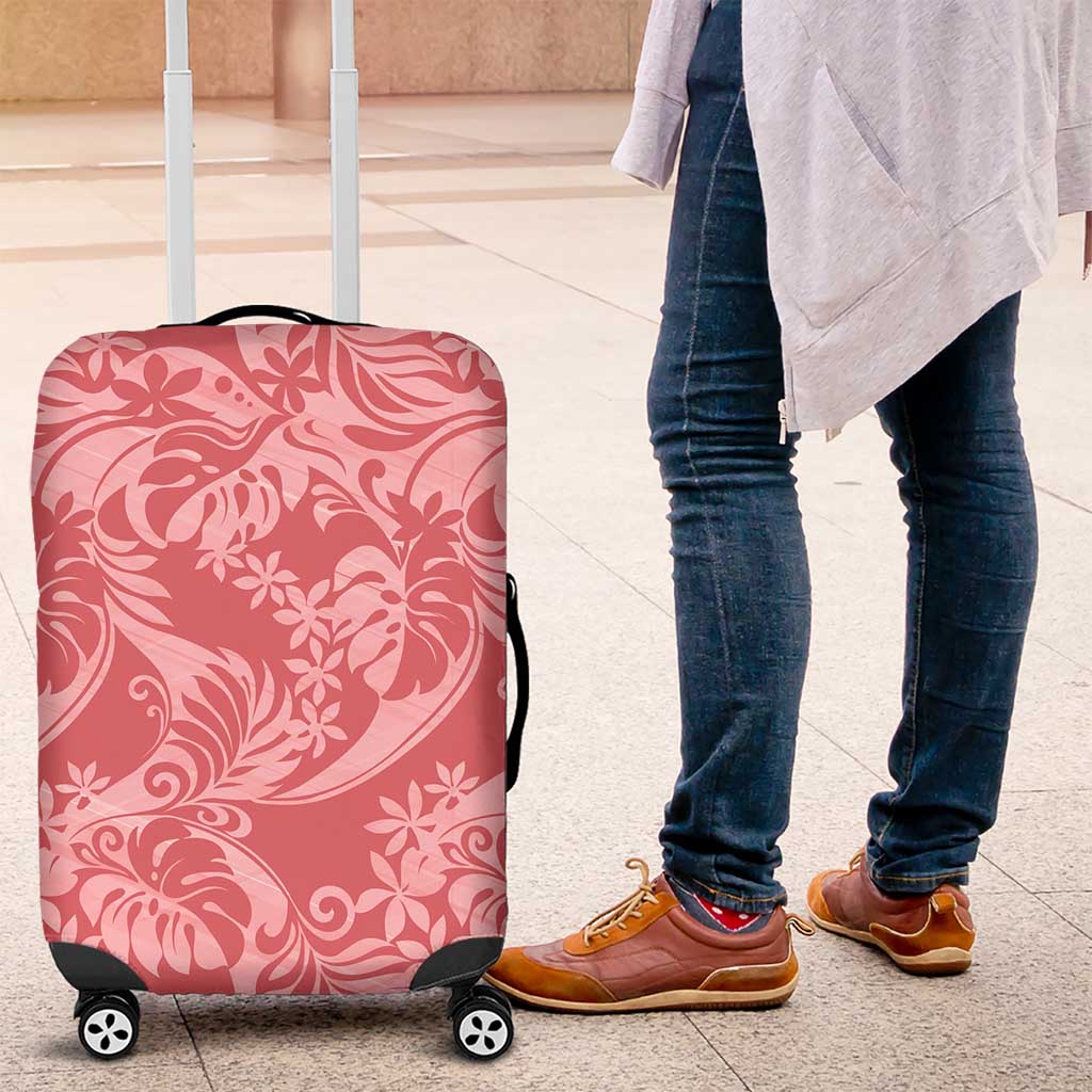 Tahiti Tarona Tiare Floral Luggage Cover Monstera Palm Tropical Leaves - Polynesian Pride