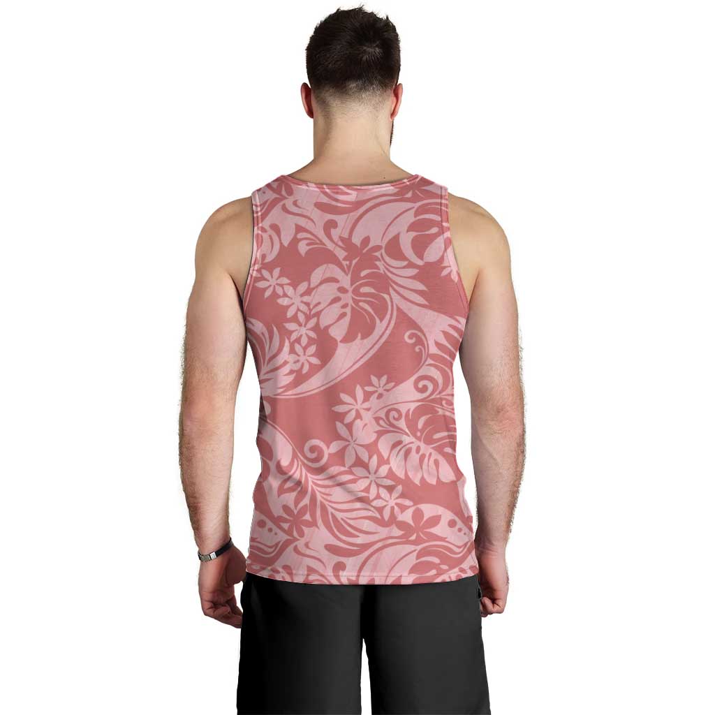 Tahiti Tarona Tiare Floral Men Tank Top Monstera Palm Tropical Leaves - Polynesian Pride