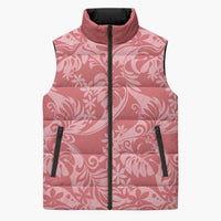 Tahiti Tarona Tiare Floral Sleeveless Puffer Jacket Monstera Palm Tropical Leaves - Polynesian Pride