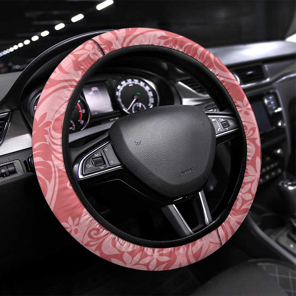 Tahiti Tarona Tiare Floral Steering Wheel Cover Monstera Palm Tropical Leaves - Polynesian Pride
