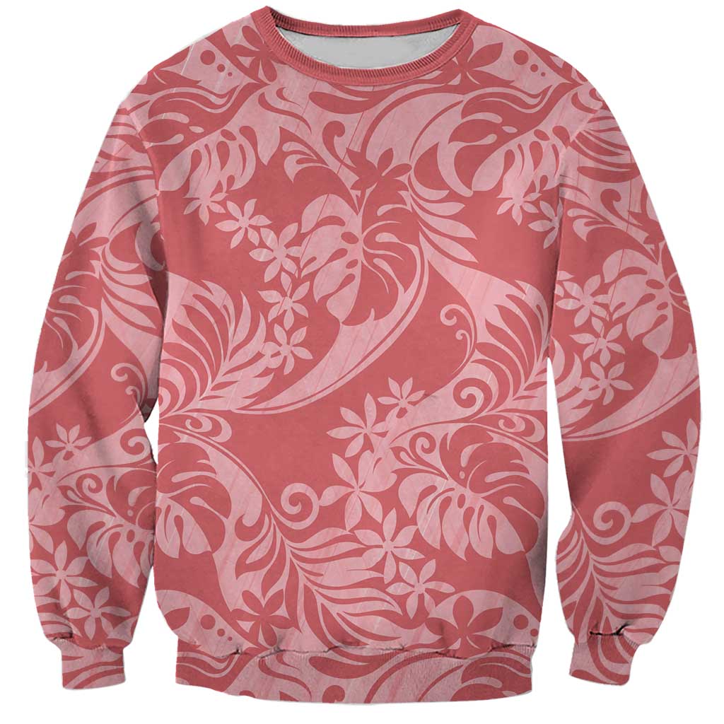 Tahiti Tarona Tiare Floral Sweatshirt Monstera Palm Tropical Leaves - Polynesian Pride