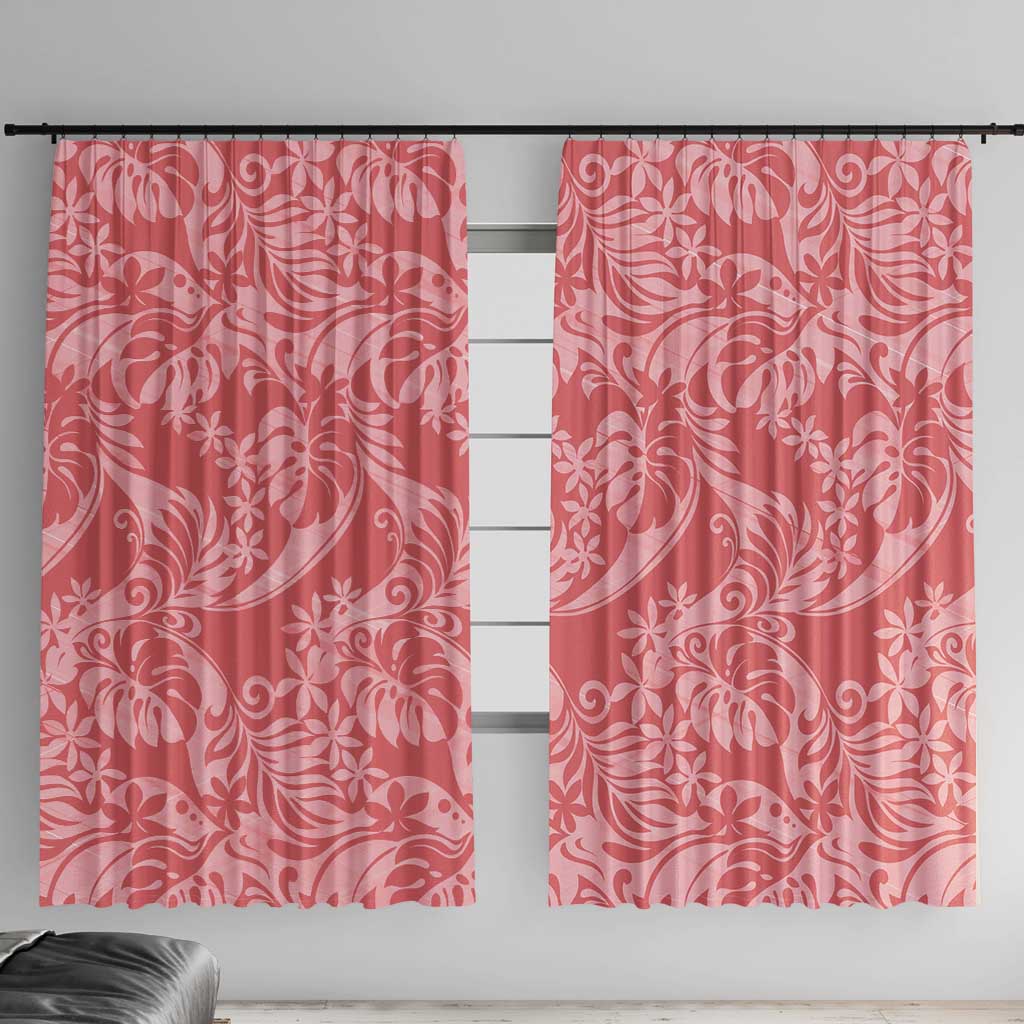 Tahiti Tarona Tiare Floral Window Curtain Monstera Palm Tropical Leaves - Polynesian Pride
