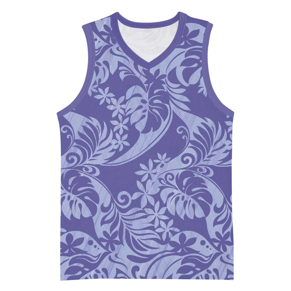 Tahiti Vareau Tiare Floral Basketball Jersey Monstera Palm Tropical Leaves - Polynesian Pride