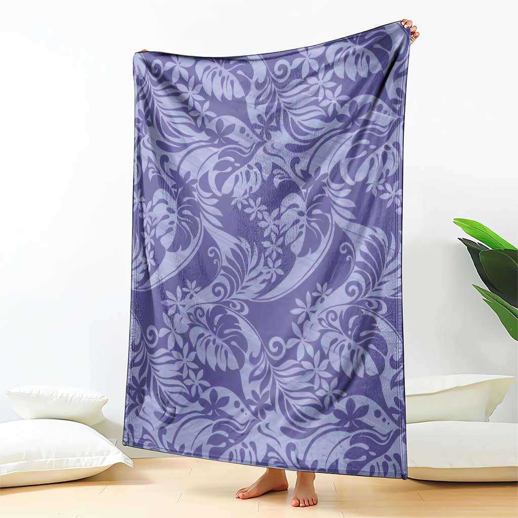 Tahiti Vareau Tiare Floral Blanket Monstera Palm Tropical Leaves - Polynesian Pride