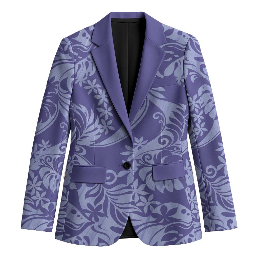 Tahiti Vareau Tiare Floral Blazer Monstera Palm Tropical Leaves - Polynesian Pride