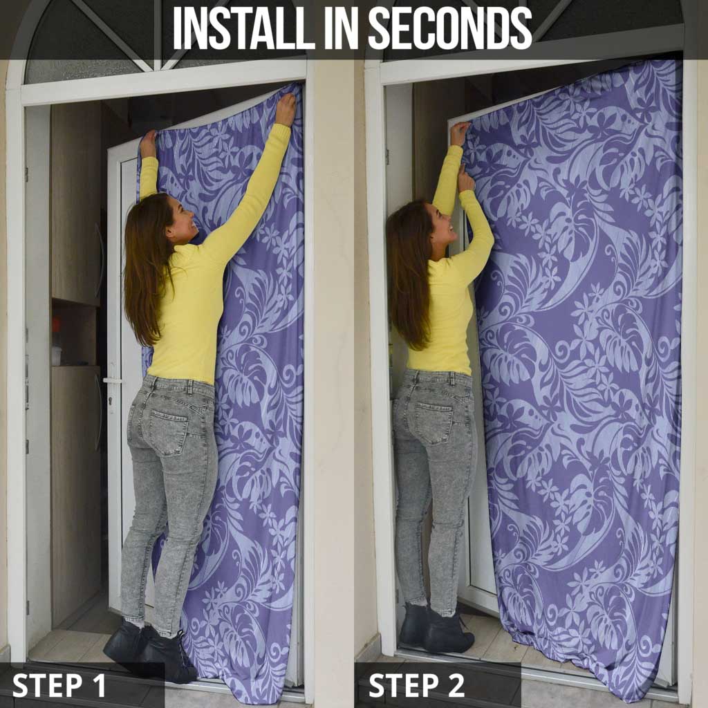 Tahiti Vareau Tiare Floral Door Cover Monstera Palm Tropical Leaves - Polynesian Pride