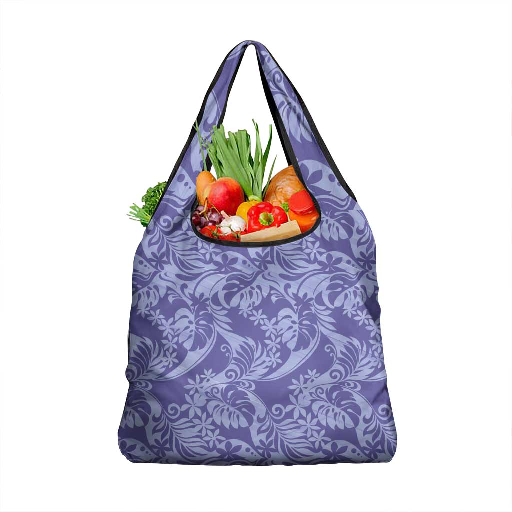 Tahiti Vareau Tiare Floral Grocery Bag Monstera Palm Tropical Leaves - Polynesian Pride