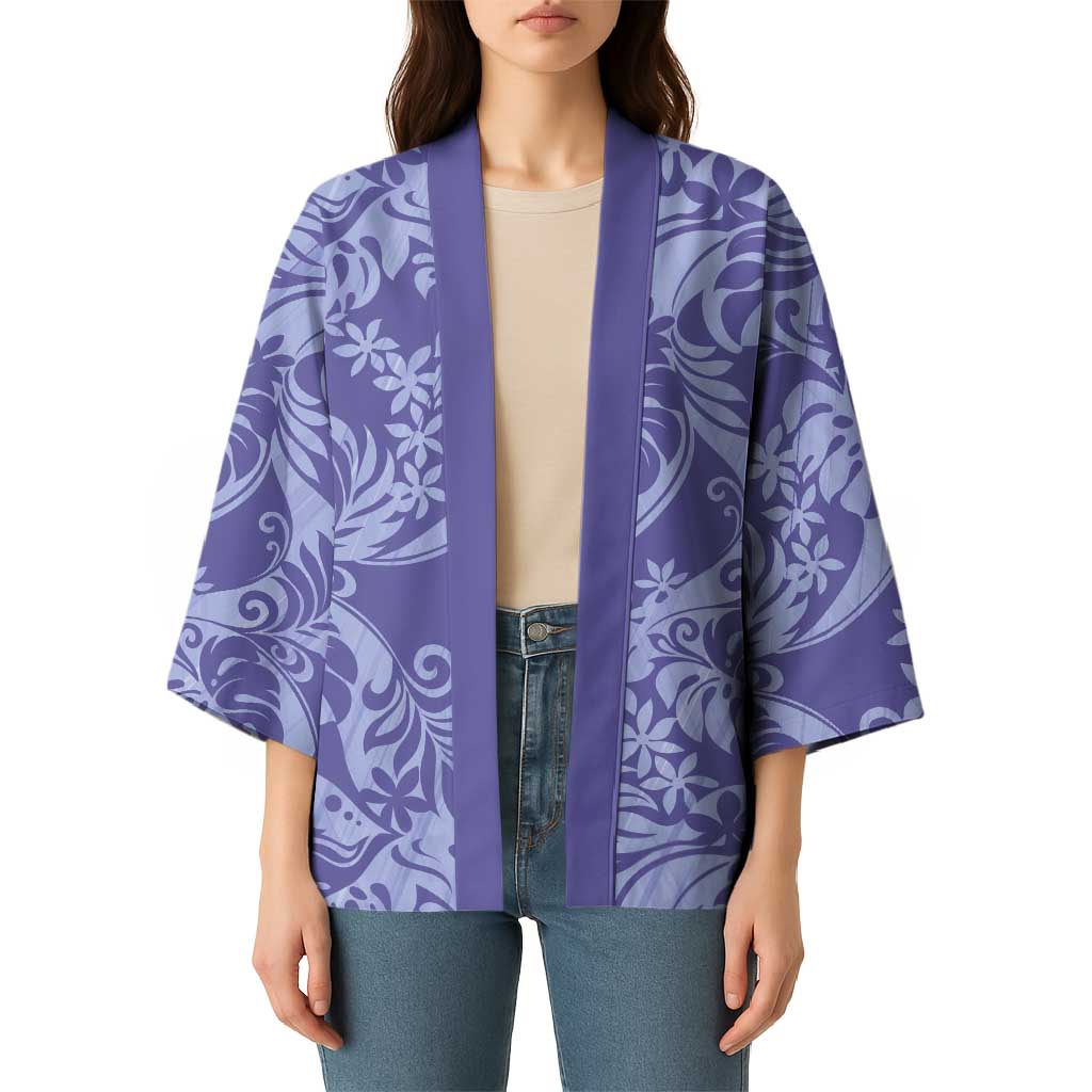Tahiti Vareau Tiare Floral Kimono Monstera Palm Tropical Leaves - Polynesian Pride