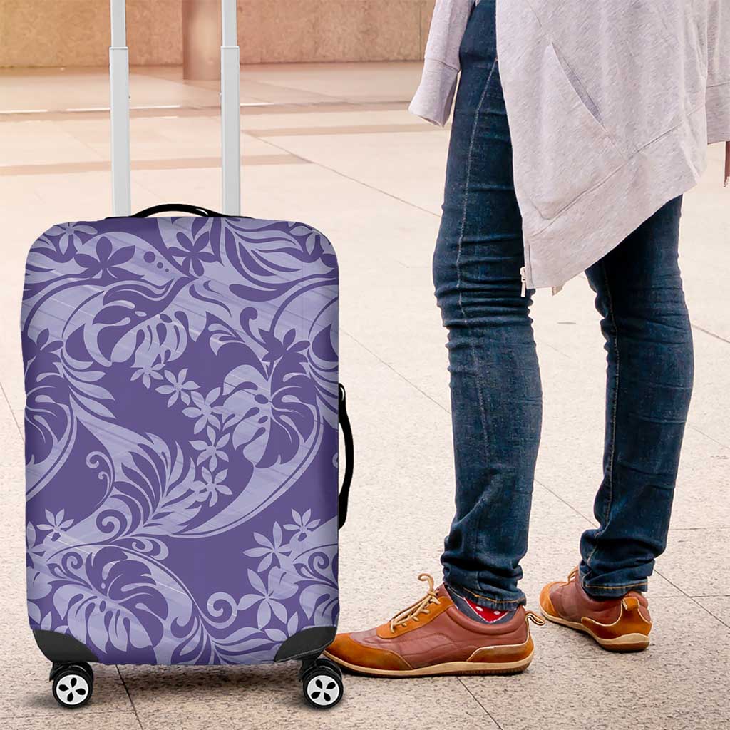 Tahiti Vareau Tiare Floral Luggage Cover Monstera Palm Tropical Leaves - Polynesian Pride