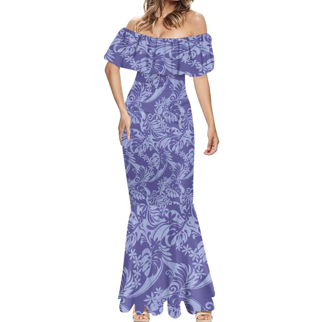 Tahiti Vareau Tiare Floral Mermaid Dress Monstera Palm Tropical Leaves - Polynesian Pride