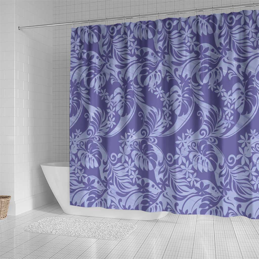 Tahiti Vareau Tiare Floral Shower Curtain Monstera Palm Tropical Leaves - Polynesian Pride