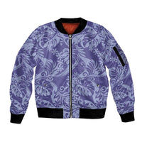Tahiti Vareau Tiare Floral Sleeve Zip Bomber Jacket Monstera Palm Tropical Leaves - Polynesian Pride