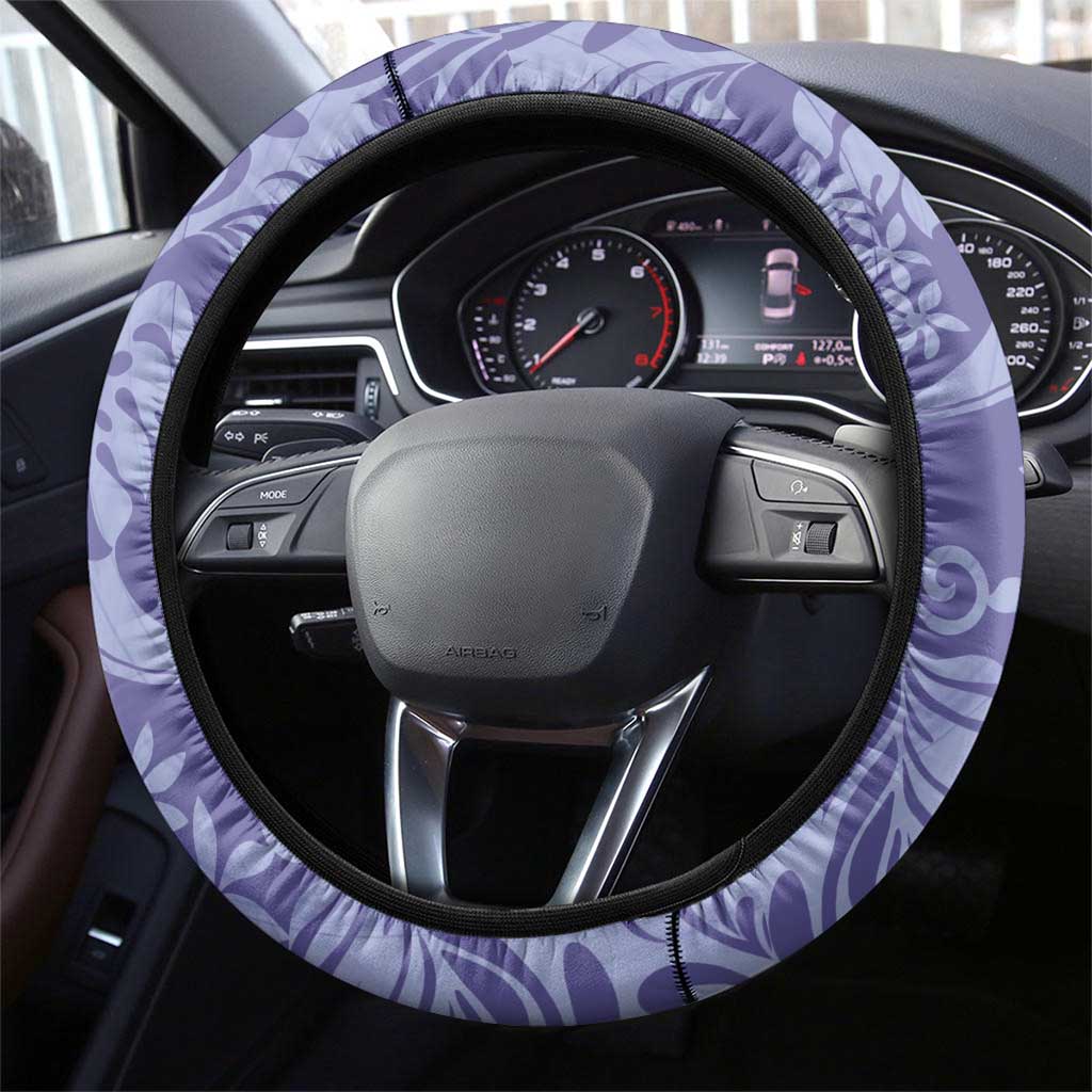 Tahiti Vareau Tiare Floral Steering Wheel Cover Monstera Palm Tropical Leaves - Polynesian Pride