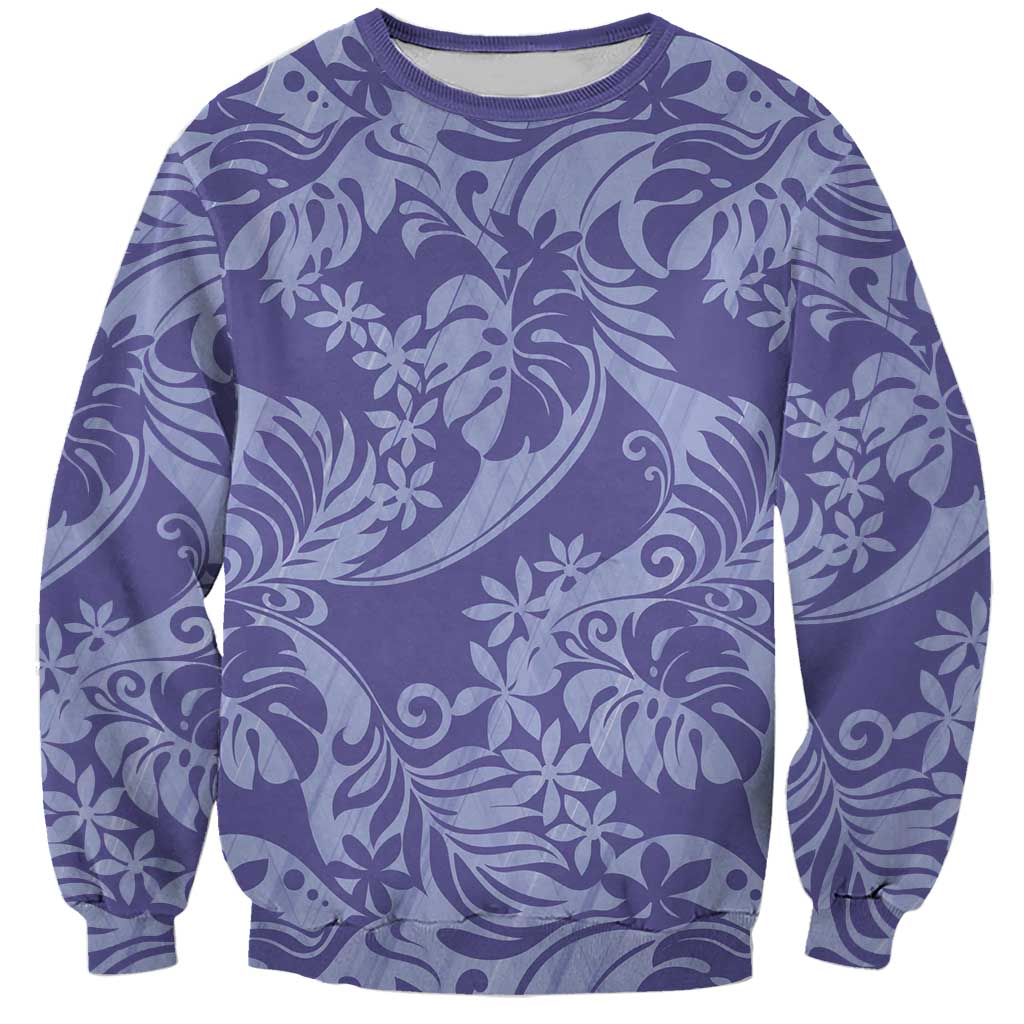 Tahiti Vareau Tiare Floral Sweatshirt Monstera Palm Tropical Leaves - Polynesian Pride