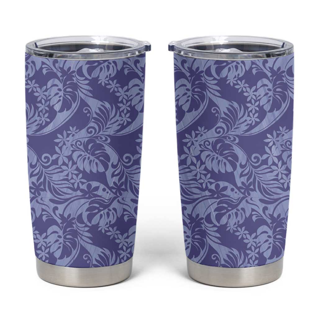 Tahiti Vareau Tiare Floral Tumbler Cup Monstera Palm Tropical Leaves - Polynesian Pride