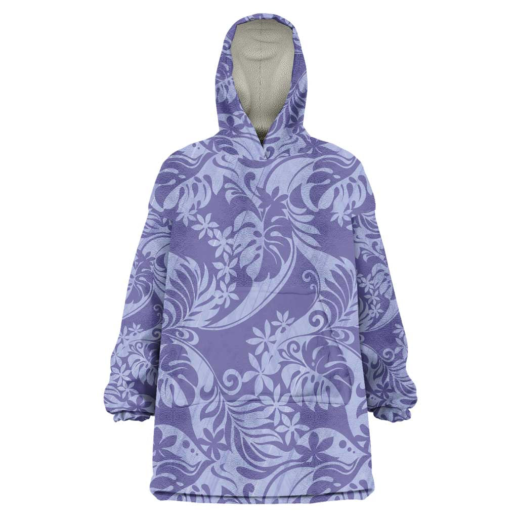 Tahiti Vareau Tiare Floral Wearable Blanket Hoodie Monstera Palm Tropical Leaves - Polynesian Pride