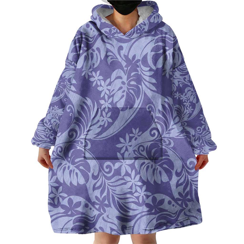 Tahiti Vareau Tiare Floral Wearable Blanket Hoodie Monstera Palm Tropical Leaves - Polynesian Pride