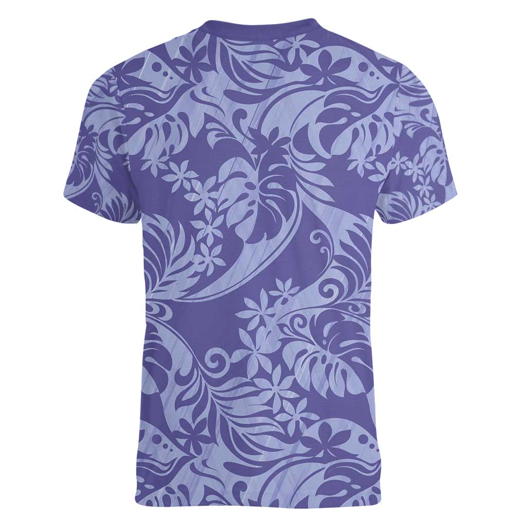 Tahiti Vareau Tiare Floral Women V-Neck T-Shirt Monstera Palm Tropical Leaves - Polynesian Pride