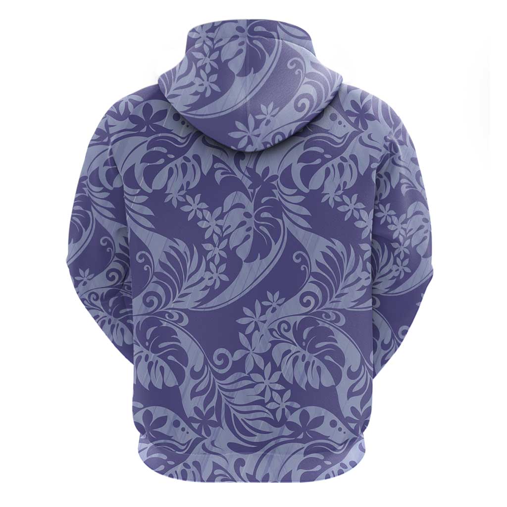 Tahiti Vareau Tiare Floral Zip Hoodie Monstera Palm Tropical Leaves - Polynesian Pride