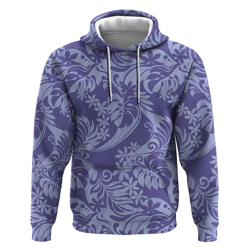 Tahiti Vareau Tiare Floral Zip Hoodie Monstera Palm Tropical Leaves - Polynesian Pride