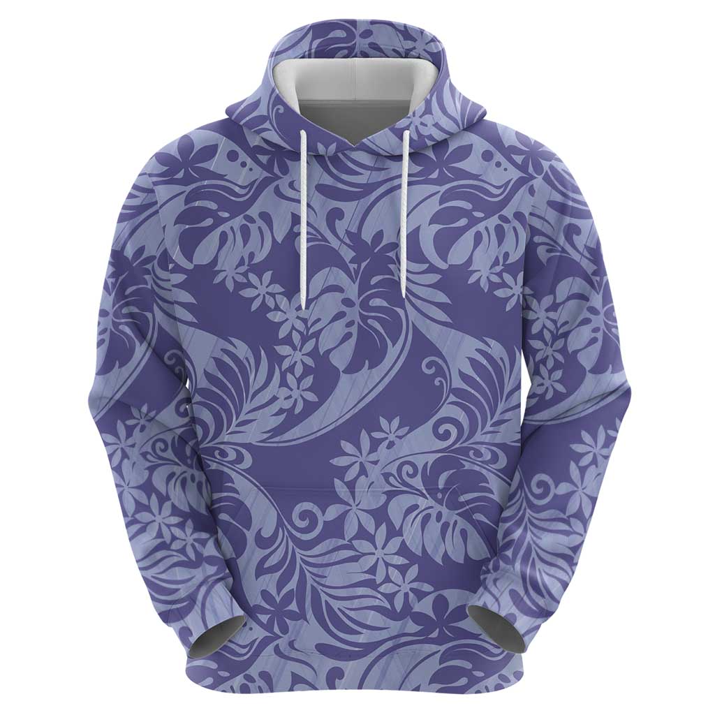 Tahiti Vareau Tiare Floral Zip Hoodie Monstera Palm Tropical Leaves - Polynesian Pride