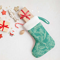 Tahiti Teal Tiare Floral Christmas Stocking Monstera Palm Tropical Leaves - Polynesian Pride