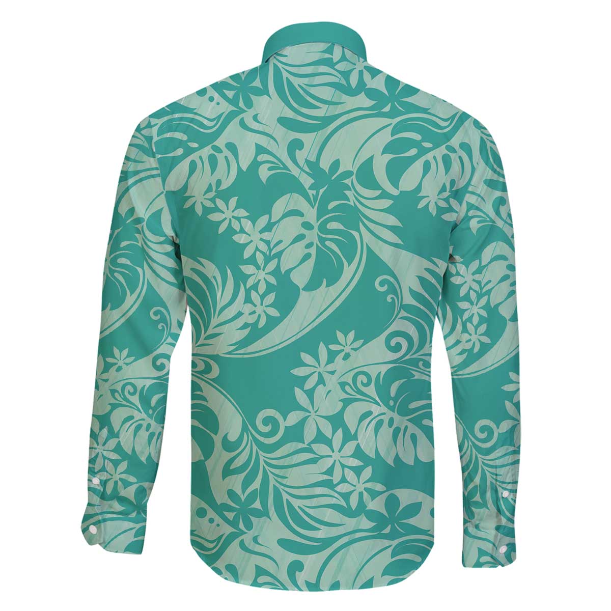 Tahiti Teal Tiare Floral Family Matching Off The Shoulder Long Sleeve Dress and Hawaiian Shirt Monstera Palm Tropical Leaves - Polynesian Pride