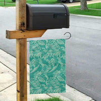 Tahiti Teal Tiare Floral Garden Flag Monstera Palm Tropical Leaves - Polynesian Pride