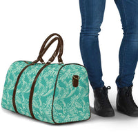 Tahiti Teal Tiare Floral Travel Bag Monstera Palm Tropical Leaves - Polynesian Pride